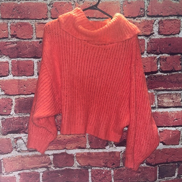 Anthropologie Pilcro Zamora Orange Pink Cropped Cowl Neck Sweater X-Small - Picture 6 of 7